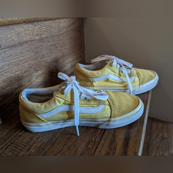 VANS Old Skool suede yellow & White youth sneakers size 5 - Picture 5 of 8